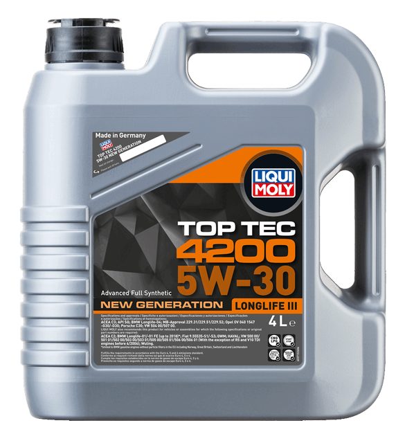LIQUI MOLY 5W-30 Motor Yağı Tam Sentetik Top Tec 4200 New Generation 4 Litre (3715)