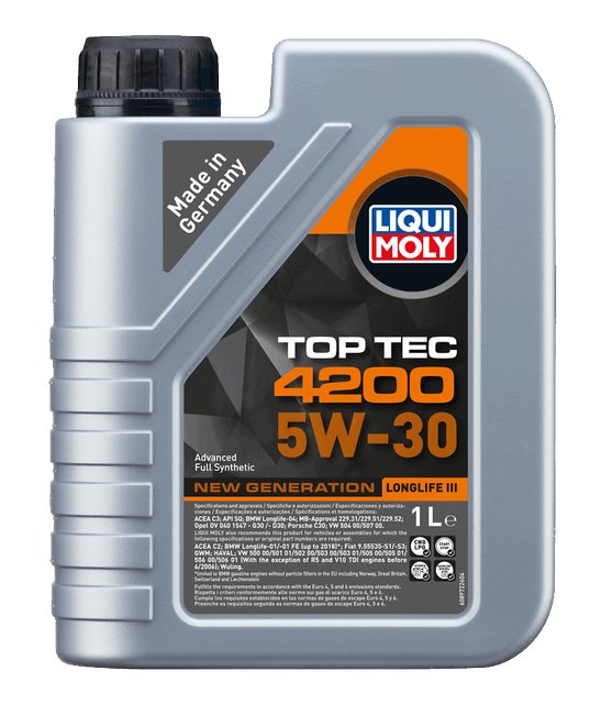 LIQUI MOLY 5W-30 Motor Yağı Tam Sentetik Top Tec 4200 New Generation 1 Litre (8972)