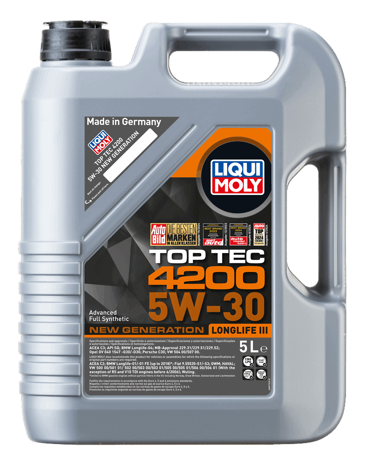 LIQUI MOLY 5W-30 Motor Yağı Tam Sentetik Top Tec 4200 New Generation 5 Litre (8973)